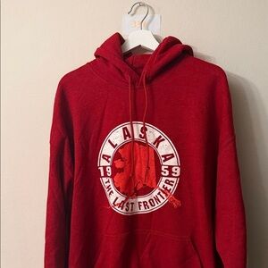 Gildan Red Hoodie with White Alaska Emblem